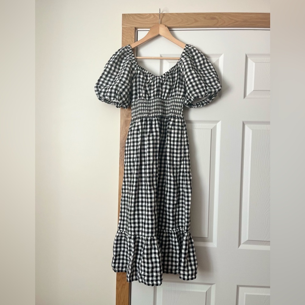 J Crew Gingham Linen Dress